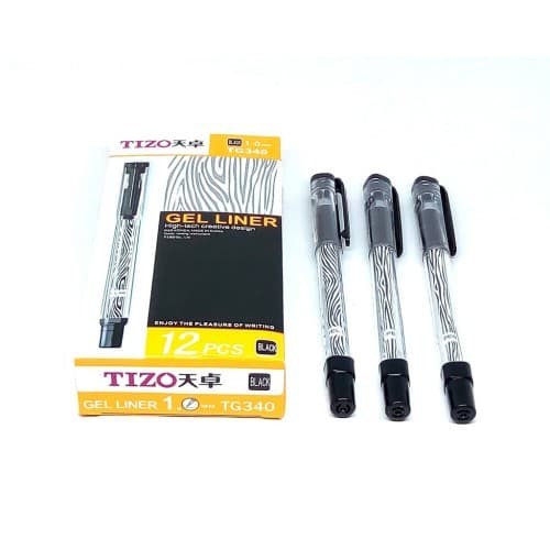 pulpen tizo gel ink 10 black (isi 12)