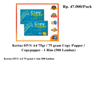 Kertas HVS A4 75gr / 75 gram Copy Papper / Copypapper - 1 Rim (500 Lembar)