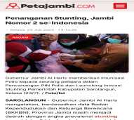 Berita Advetorial Pemprov Jambi Tayang di Media Online Petajambi.com