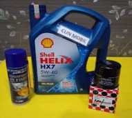 paket oli mesin Shell HX7 5W-40  Mobil Rush